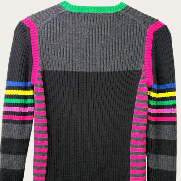 Tommy Hilfiger Japan Sweater L, Stripe Rings, rib knit, Y2K Shrunken Logo, 2000s - Picture 8 of 14
